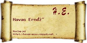 Havas Ernő névjegykártya